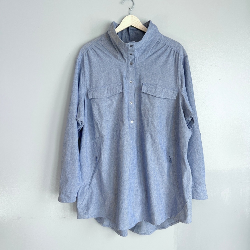 Duluth Trading Co Sol Survivor Tunic Womens 1X Blue Sun Protection Hiking Top